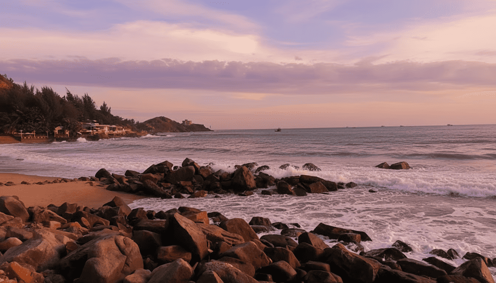 Pineapple Beach's dramatic rock formations creating natural sculptures during low tide